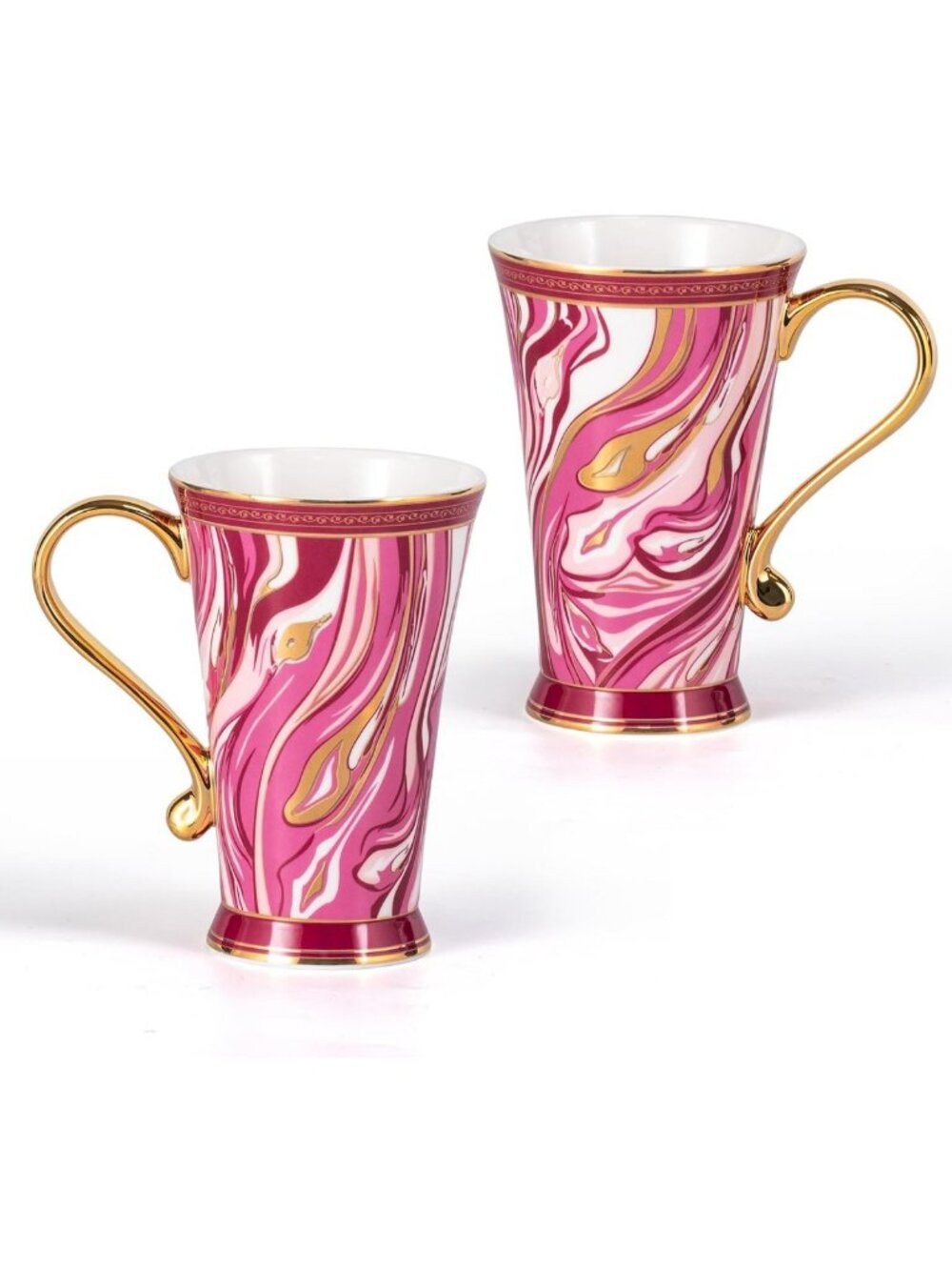 Set of 2 Large Ceramic Coffee Mugs with Handle - Perfect for Coffee Lovers